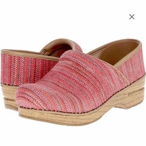 DANSKO PROFESSIONAL RED/PINK TEXTURED MULTICOLOR FABRIC CLOG Sz 6US/ 36EU